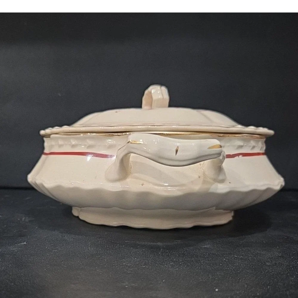 Crooksville China‎ Soup Tureen #645, Vintage Lidded Serving Bowl, Vegetable Dish